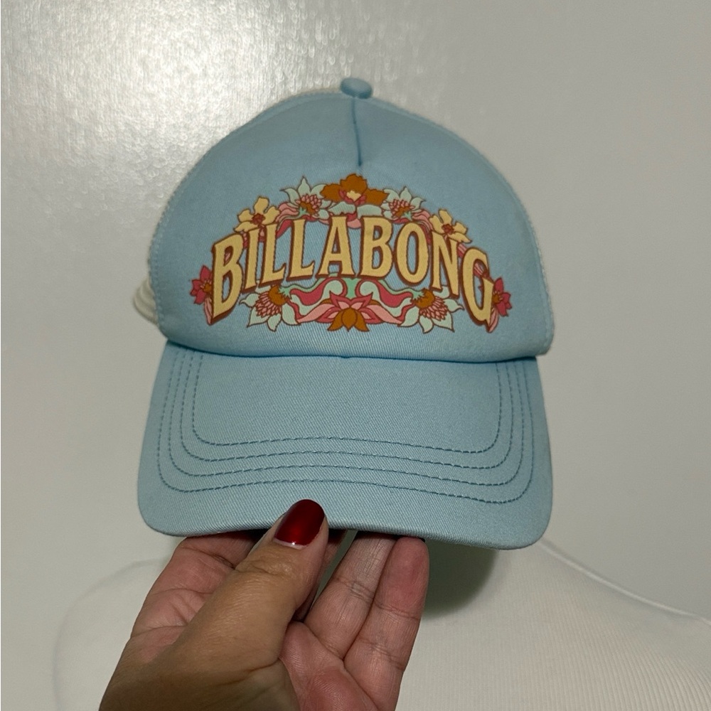 Billabong Light Blue Cap and Beige with Floral Accents Like New!